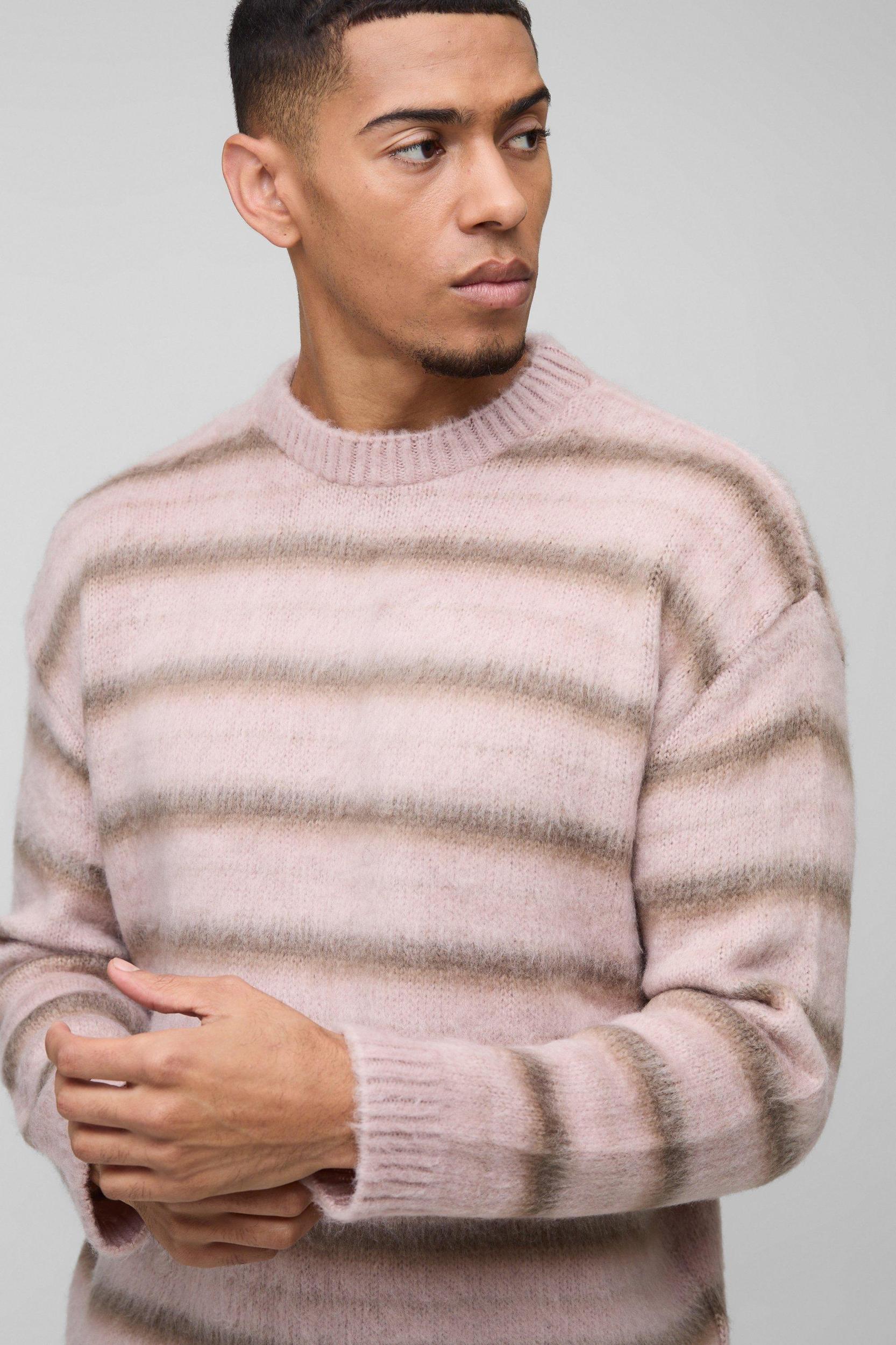 Oversized Brushed Crew Neck Knitted Sweater | boohooMAN USA Product Image