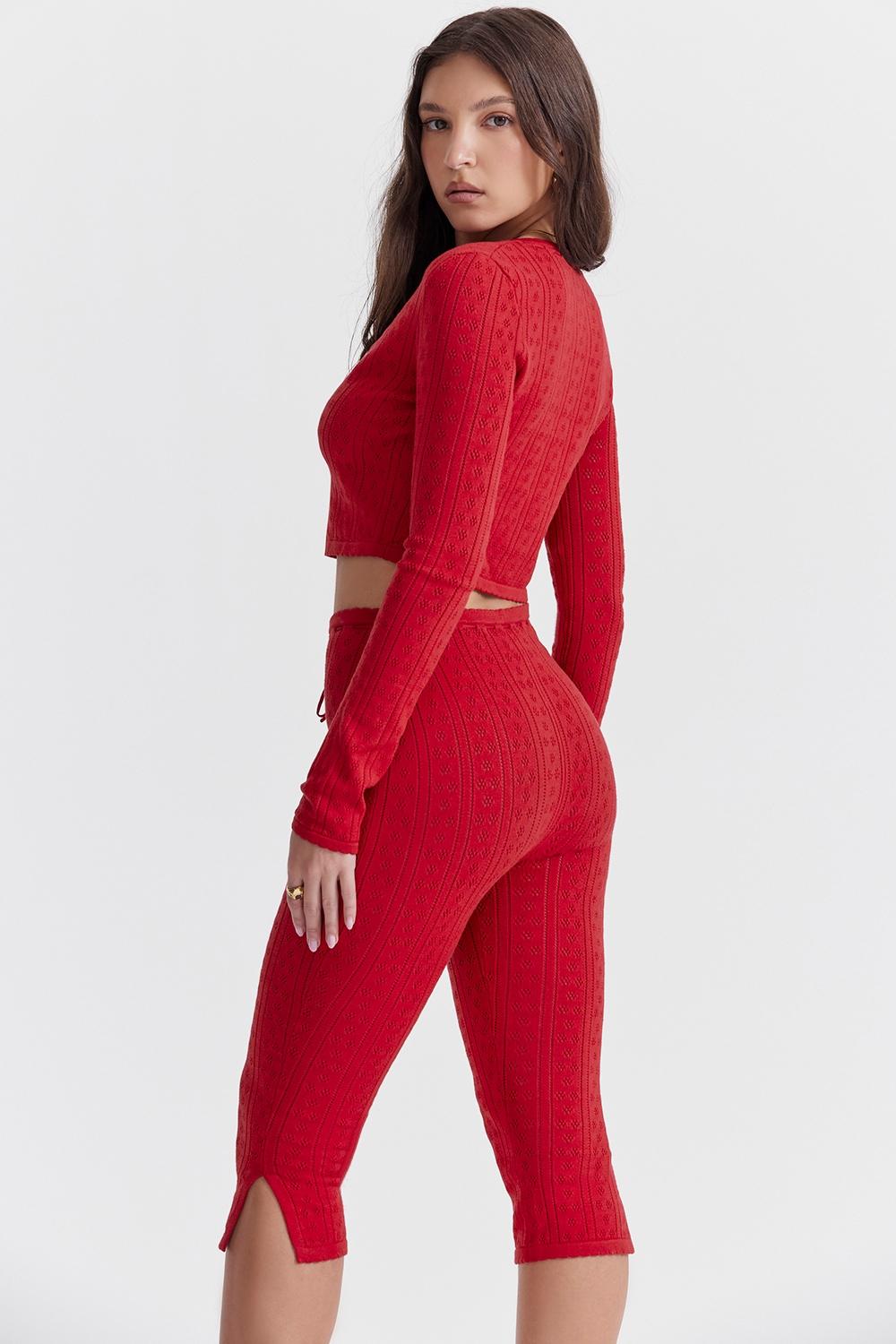 Perla  cherry ribbed knit top - sale Product Image