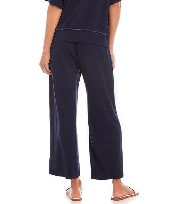 Karen Kane French Terry High-Rise Wide-Leg Pull-On Ankle Lounge Pants Product Image