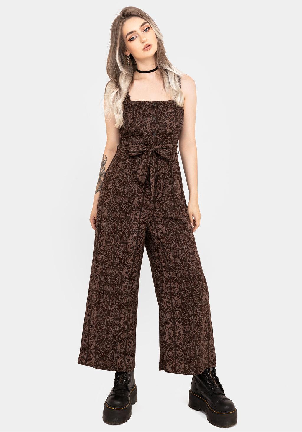 Fianna Wide Leg Jumpsuit - Brown Product Image