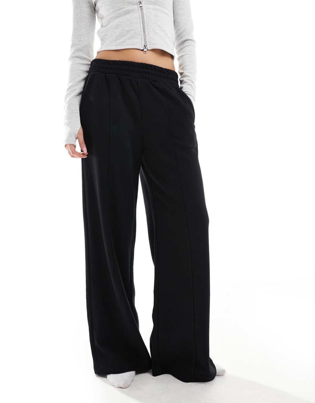 Bershka wide leg sweatpants in black Product Image