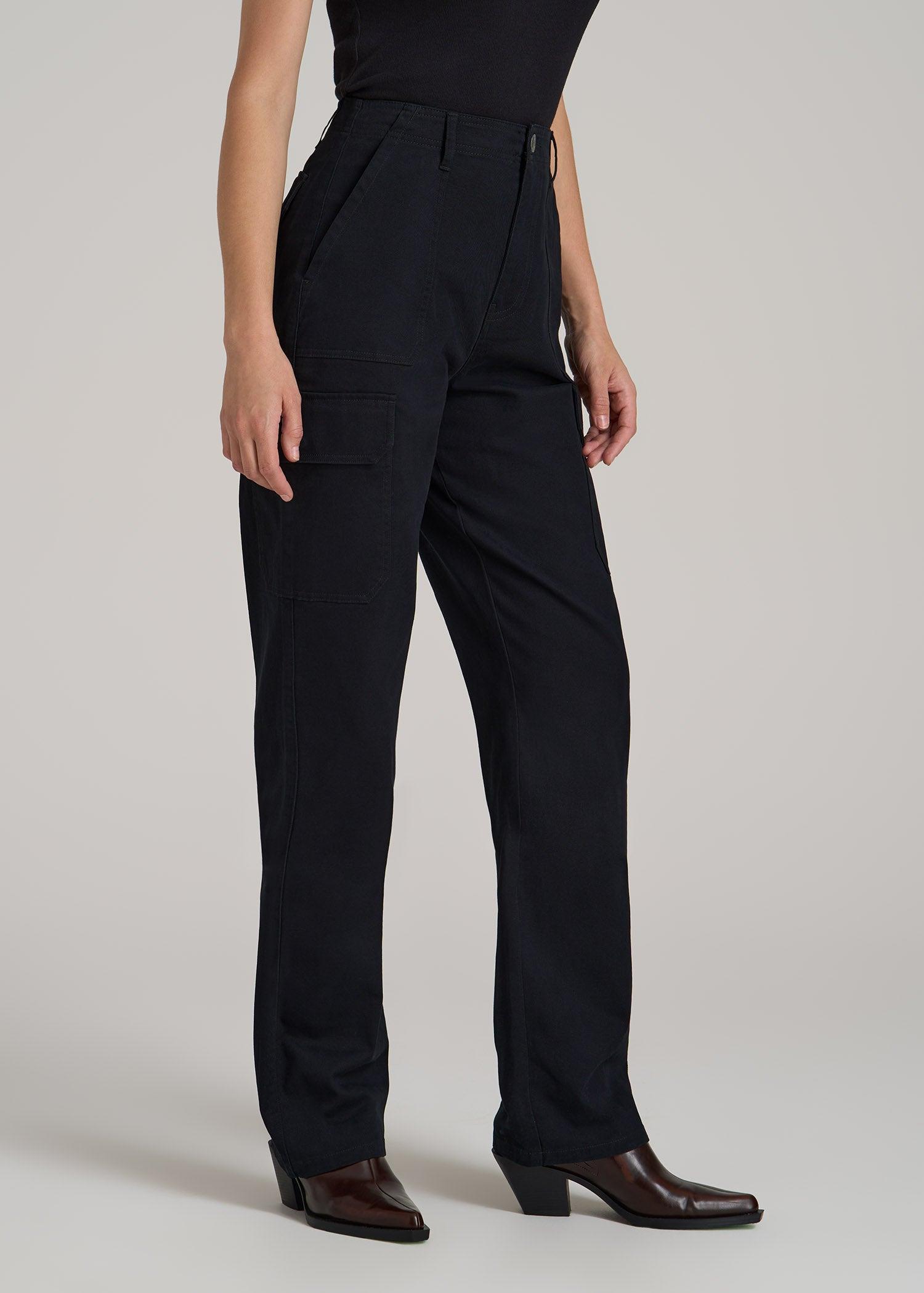 Straight Leg Cargo Chino Pants for Tall Women in Black Female Product Image