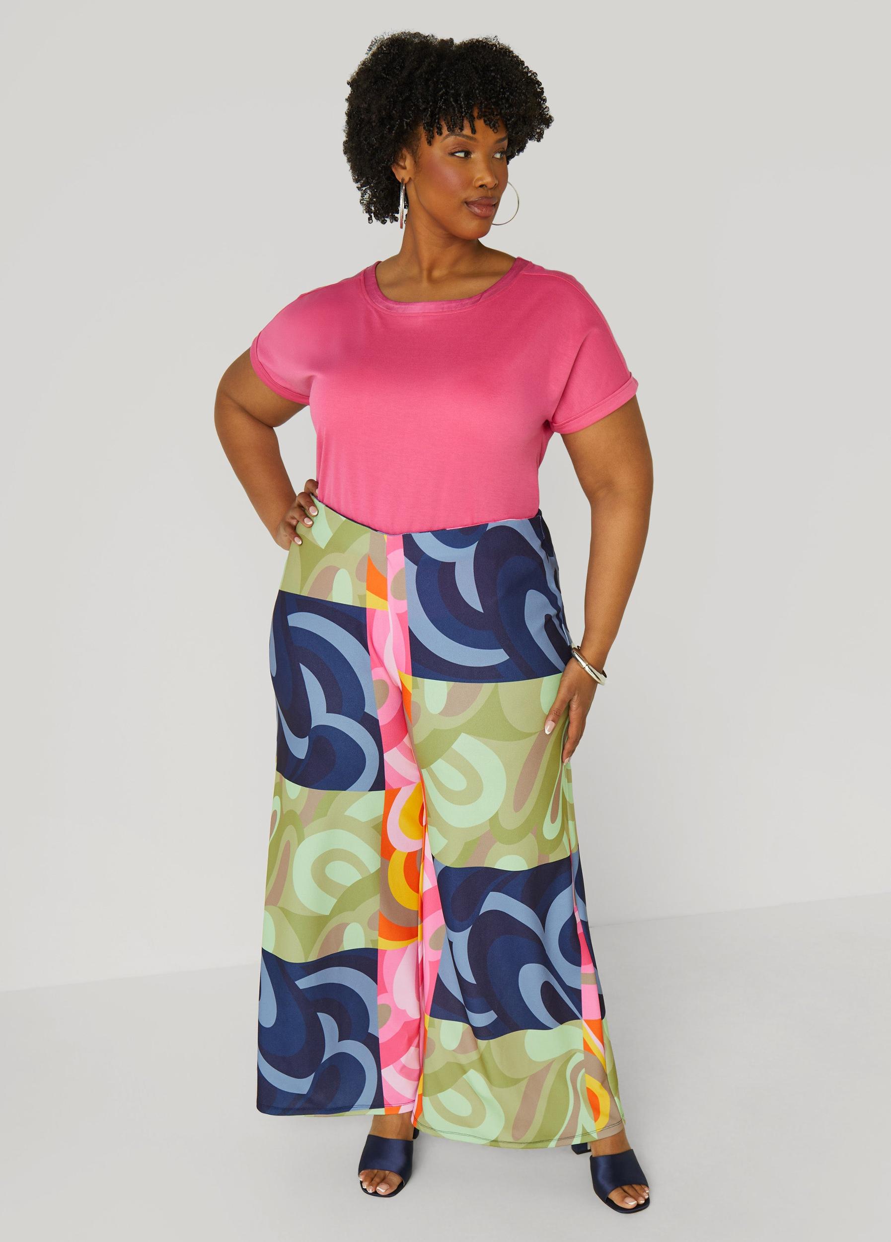 Plus Size Satin Trimmed French Terry Tee Ashley Stewart Product Image