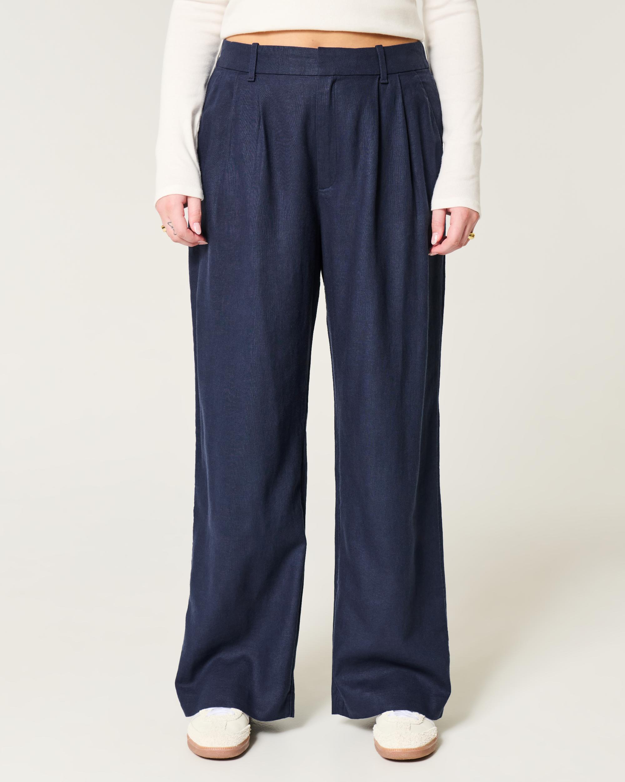 Hollister Livvy Ultra High-Rise Linen-Blend Wide-Leg Pants Product Image
