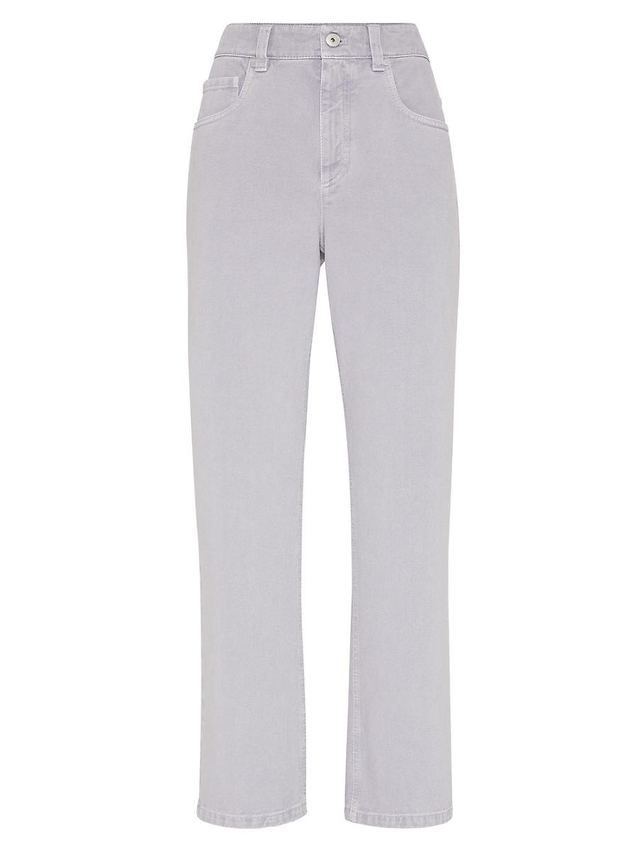 Womens Dyed Denim Retro Loose Five Pocket Trousers Product Image