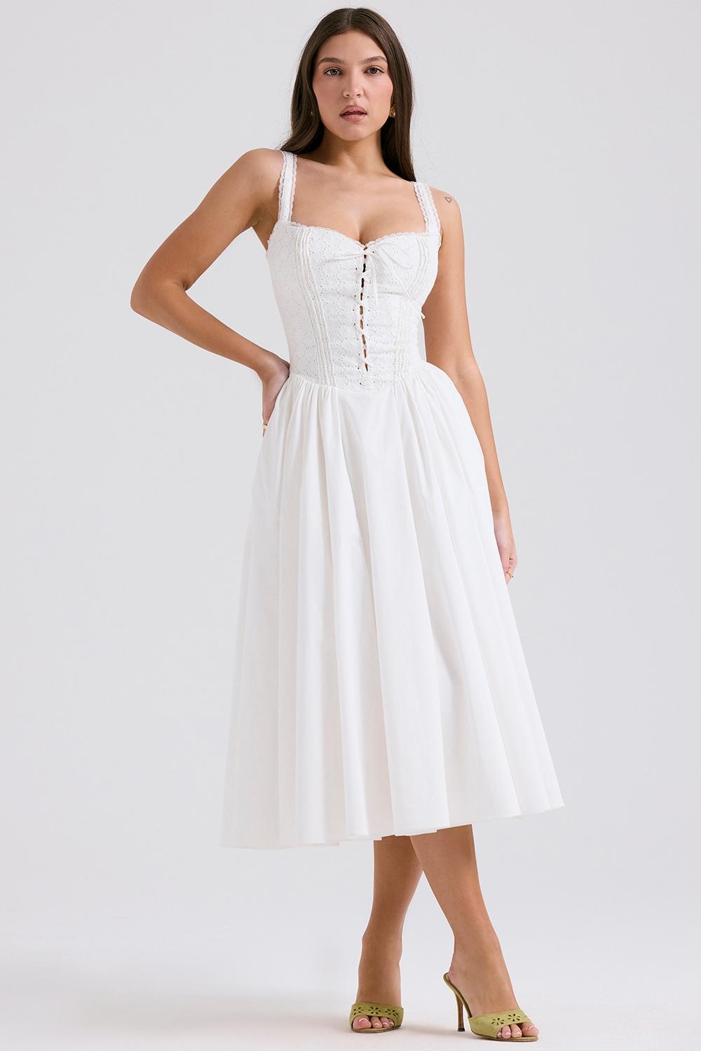 Milia  white broderie anglais & cotton midi dress Product Image