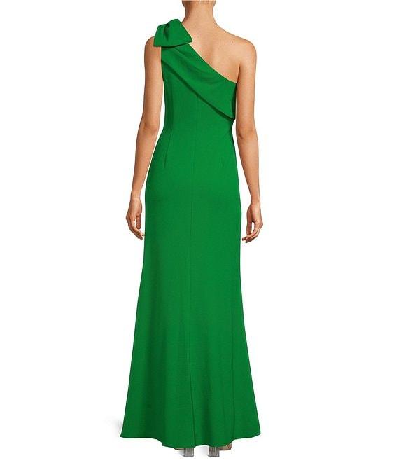 Adrianna Papell Stretch Crepe Bow One Shoulder Mermaid Gown Product Image