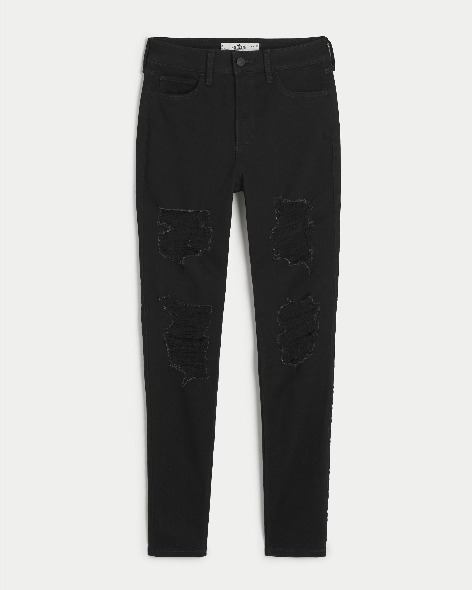 Curvy High-Rise Ripped Black Super Skinny Jeans Product Image