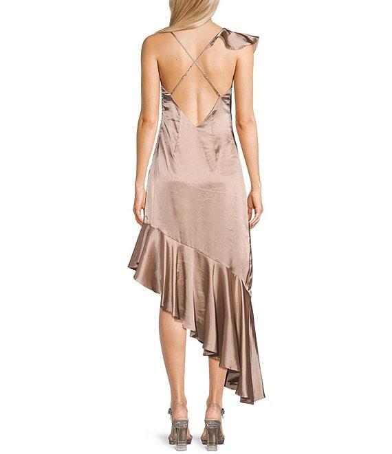 Xtraordinary V-Neck Satin Cross Back Dress Product Image