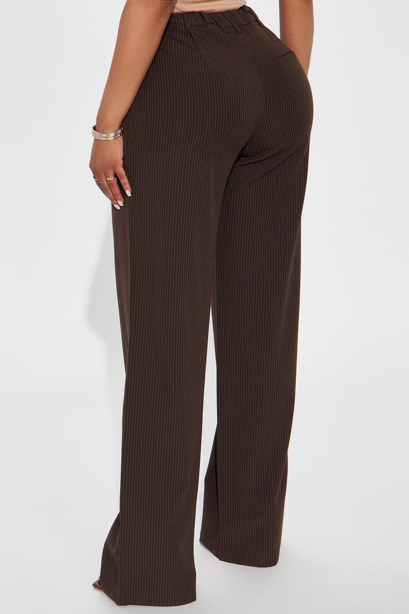 Kelly Pinstripe Wide Leg Trouser Pant - Chocolate Female Product Image
