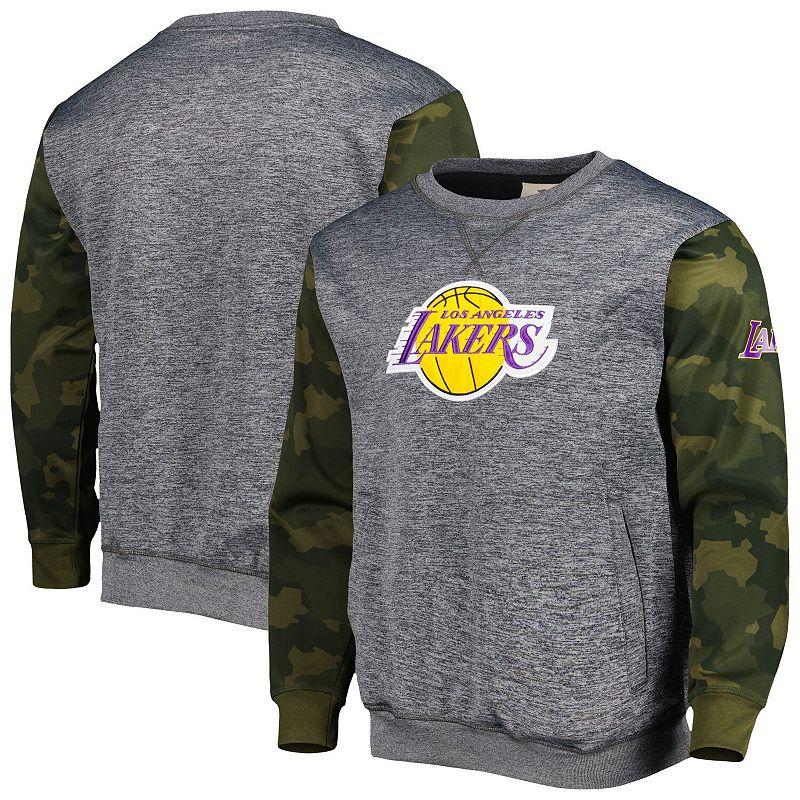 Men's Fanatics Branded Heather Charcoal Los Angeles Lakers Camo Stitched Sweatshirt, Size: Medium Product Image