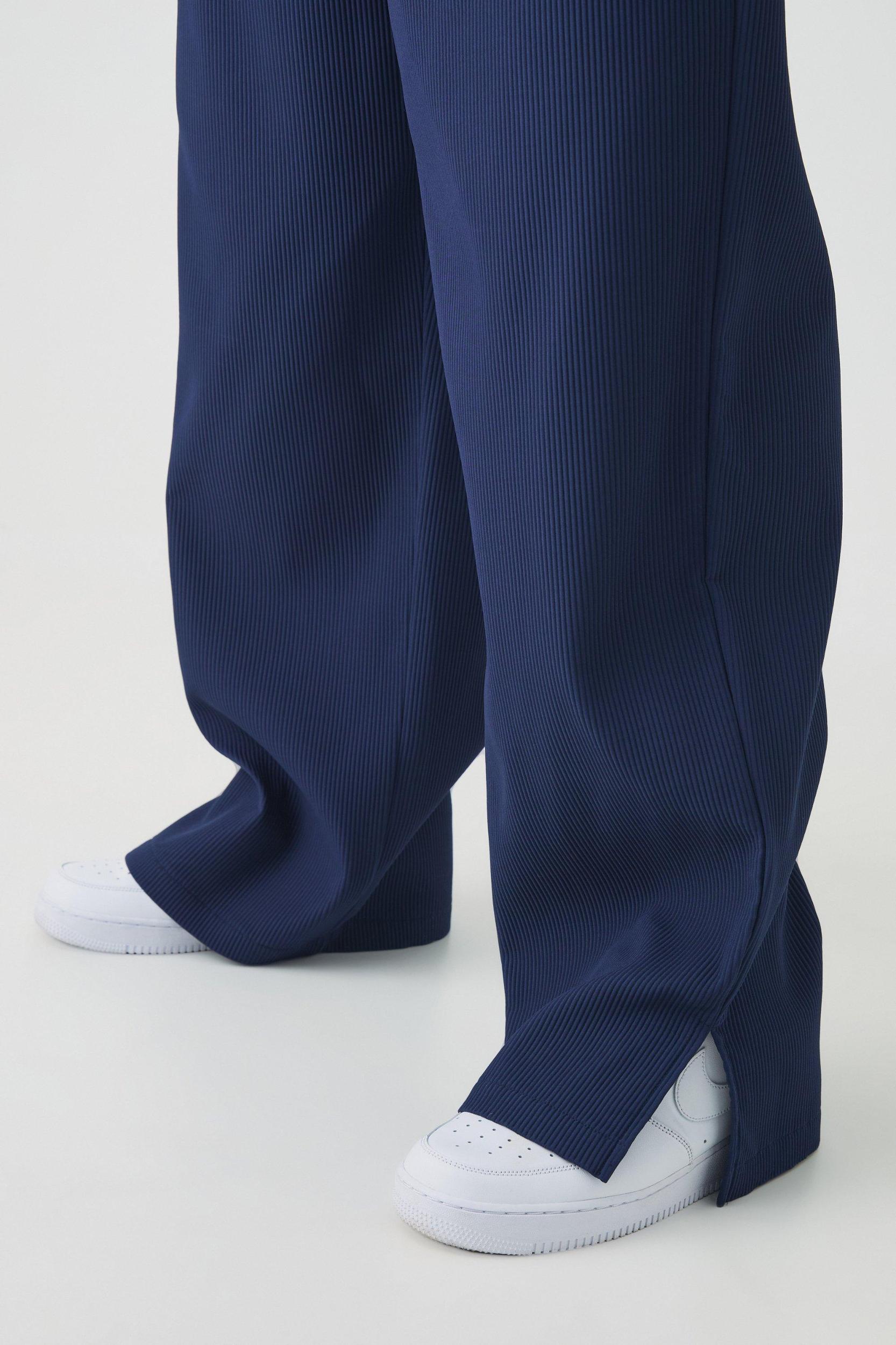 Plus Pleated Split Hem Relaxed Fit Pants | boohooMAN USA Product Image