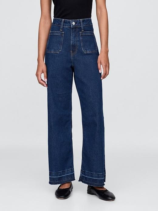 Curvy High Rise Stride Wide-Leg Ankle Jeans Product Image