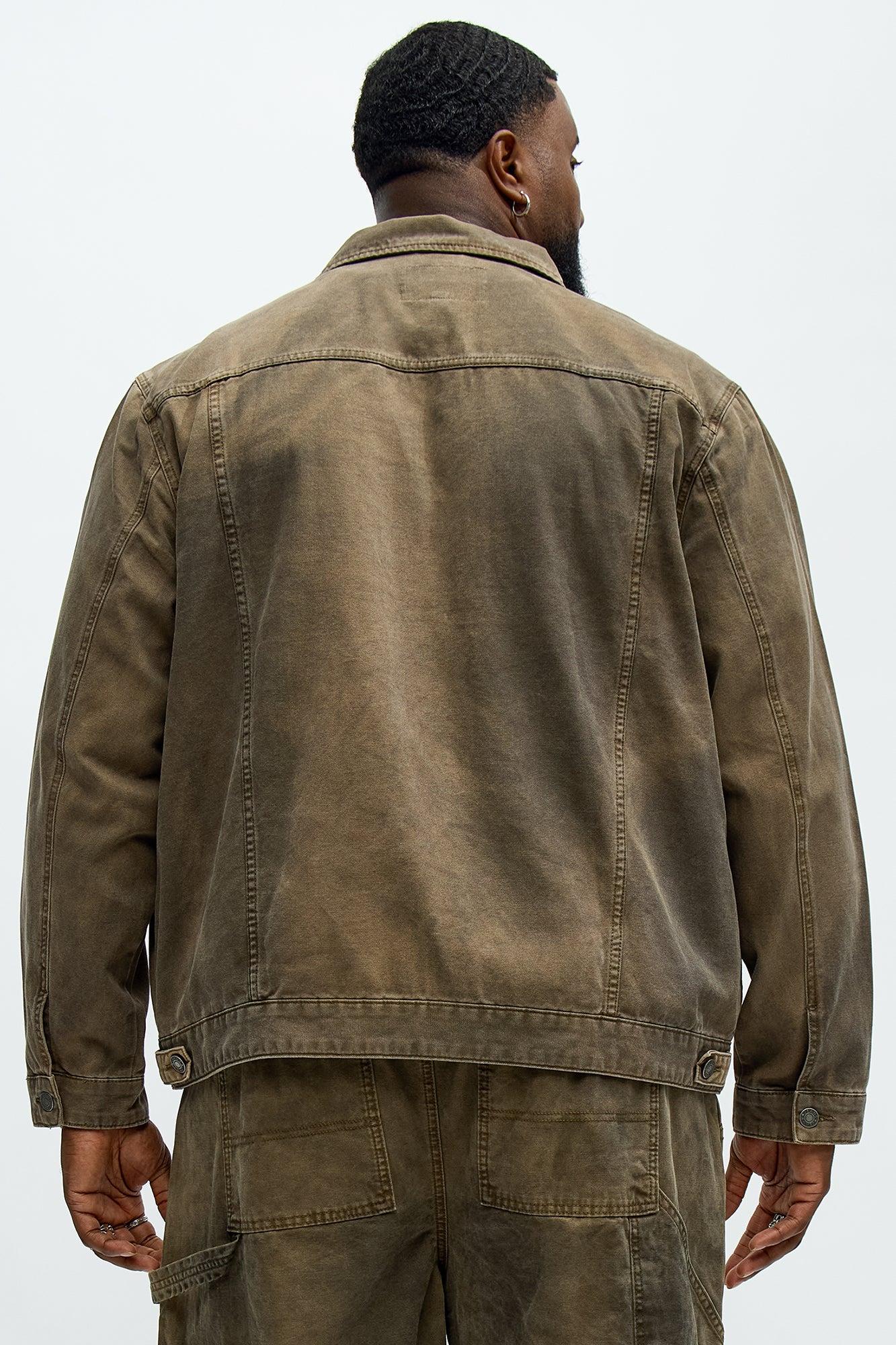 Worn Wild Distressed Trucker Jacket - Brown Male Product Image