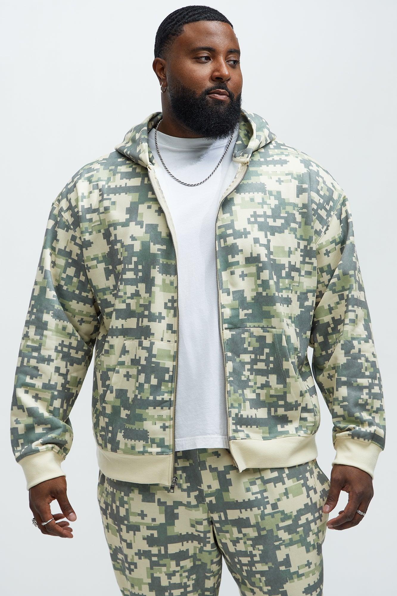 Digi Camo Oversized Zip Up Hoodie - Green/combo Product Image