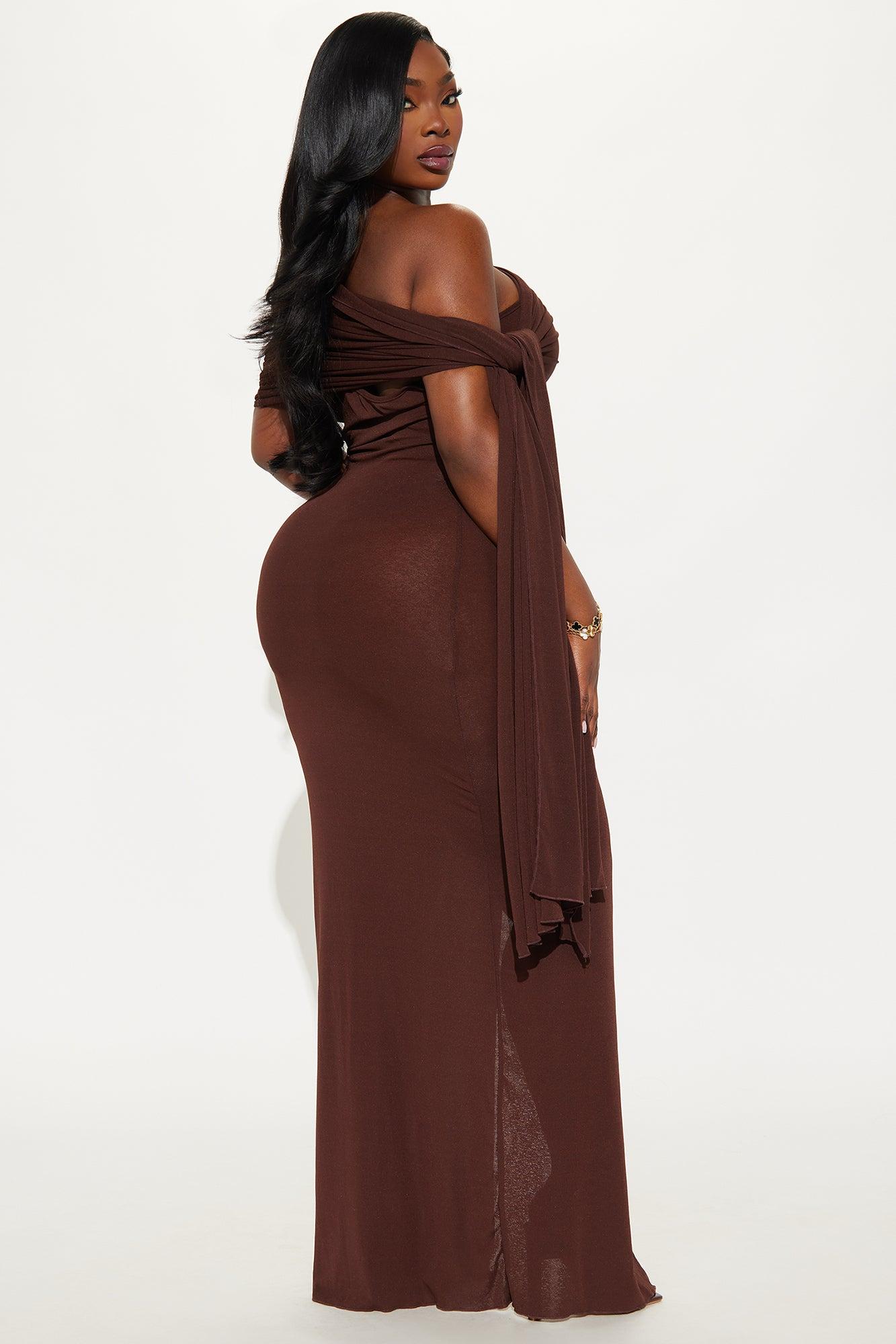 Paloma Draped Maxi Dress - Brown Product Image