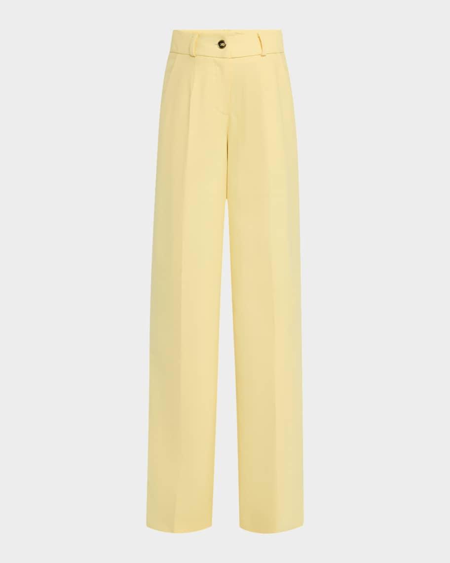 Pinstripe Wide Leg Wool Pants Product Image