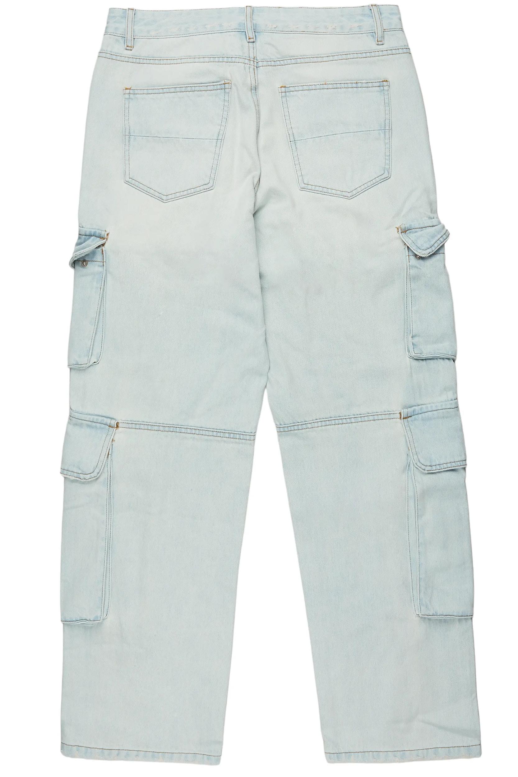 Gregor Blue Baggy Fit Cargo Jean Male Product Image