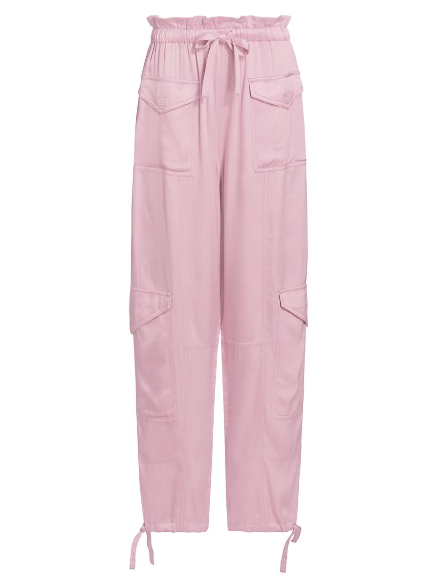 Womens Washed Satin Paperbag Cargo Pants Product Image