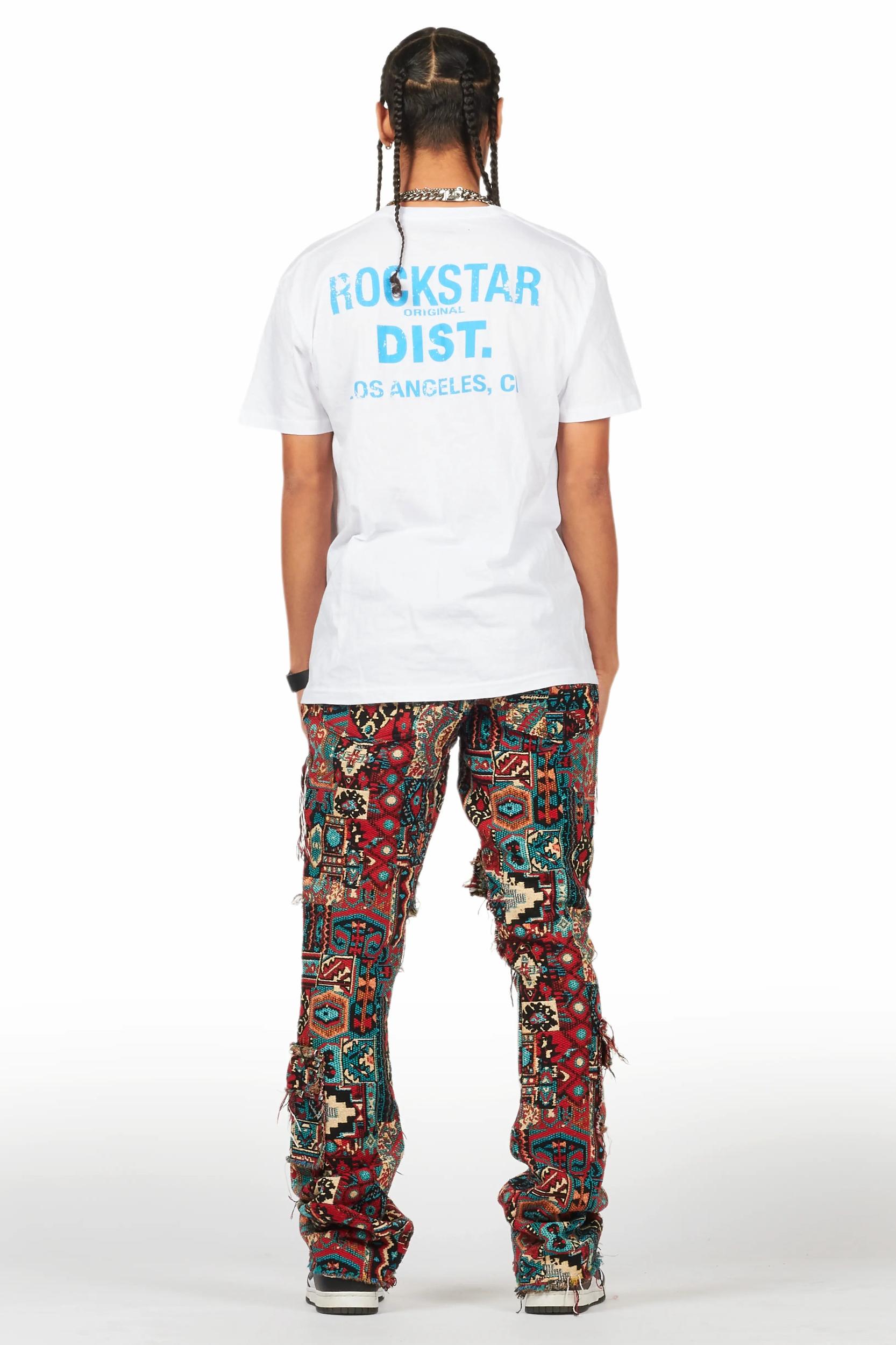 Tayami Tapestry Aqua Cargo Stacked Flare Jean Male Product Image