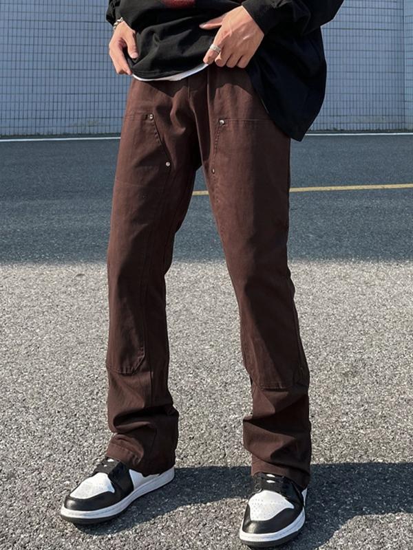 Men's Vintage Studded Zip Up Flared Cargo Pants Product Image