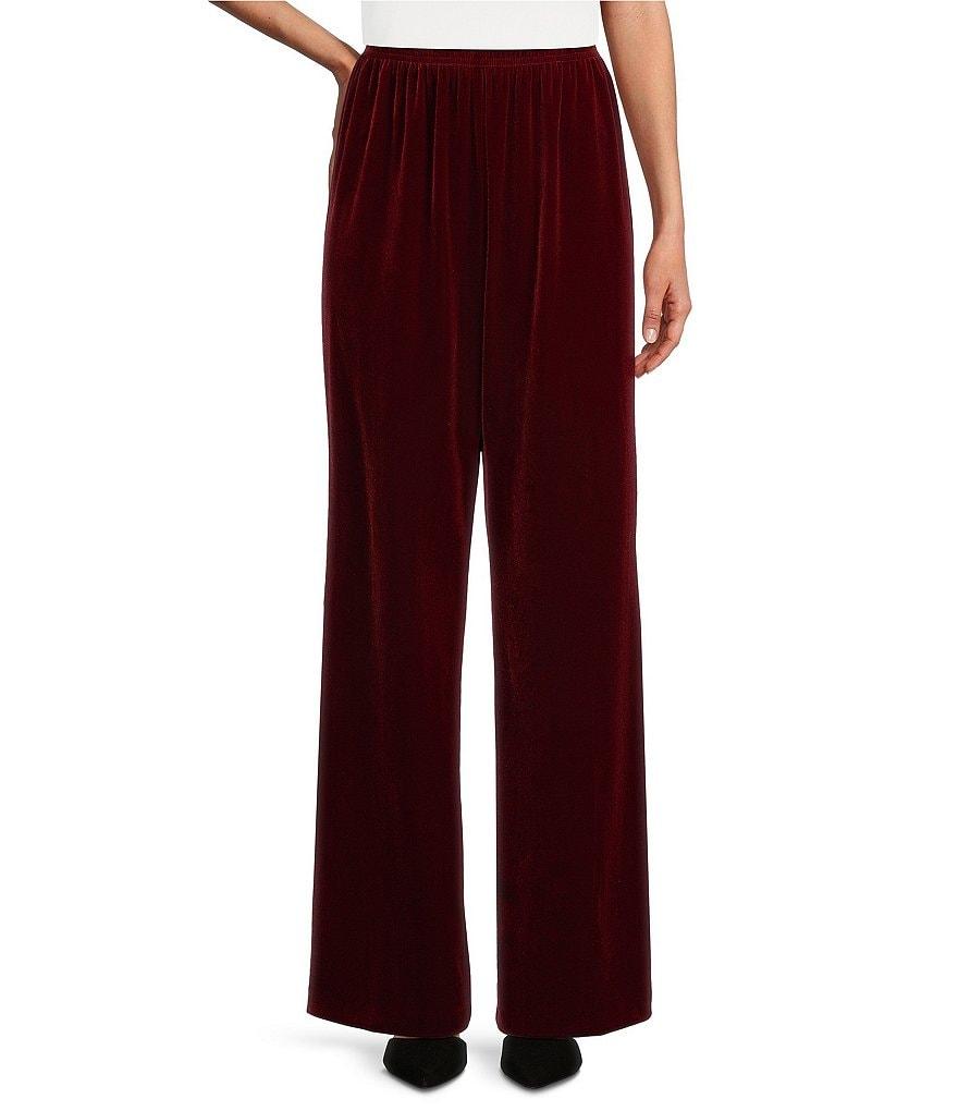 Caroline Rose Stretch Velvet Knit Elasticized Waist Flare Leg Pull-On Pants Product Image