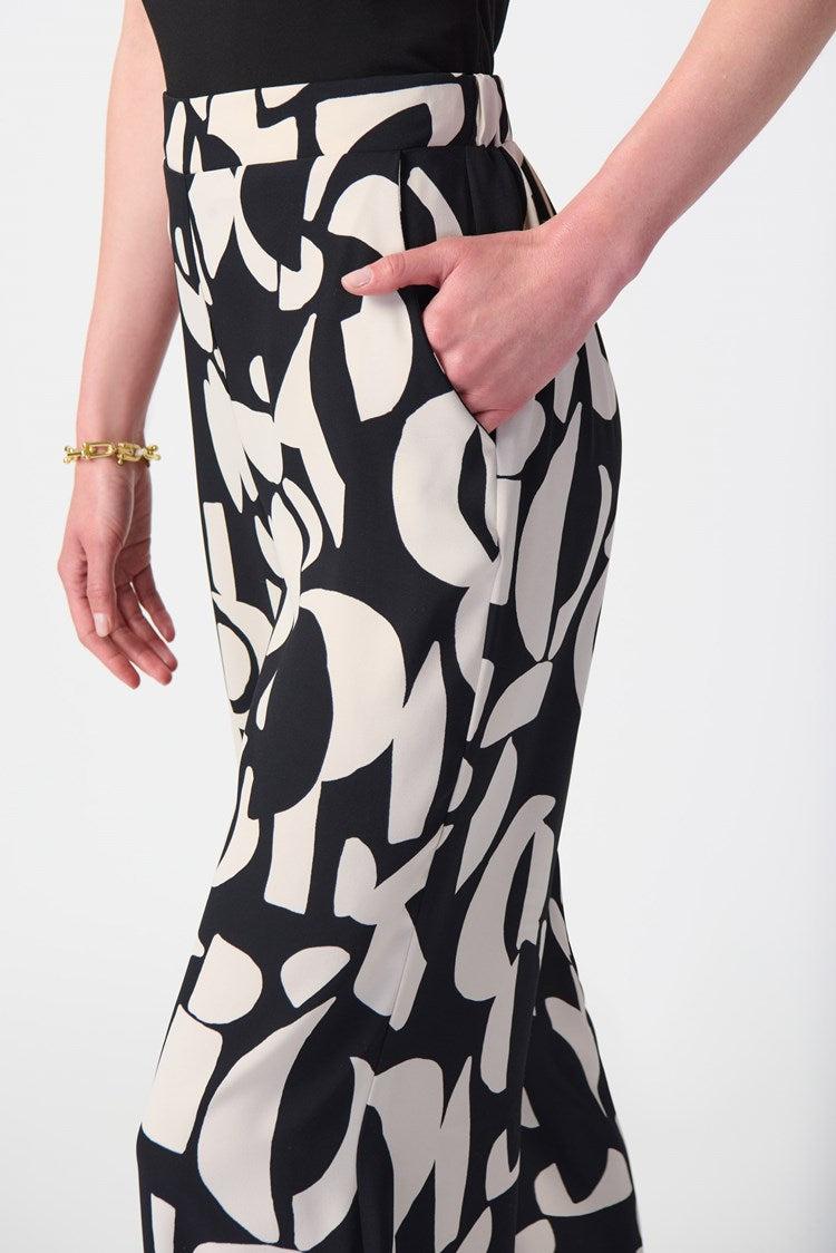 Abstract Print Woven Wide-Leg Pants Product Image