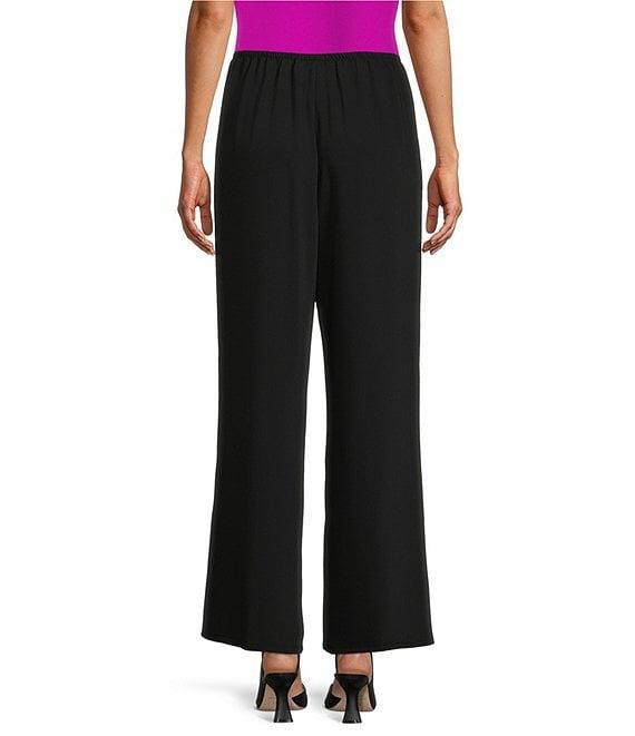 Caroline Rose Matte Crepe Flat Front Elastic Waist Wide Leg Coordinating Pants Product Image