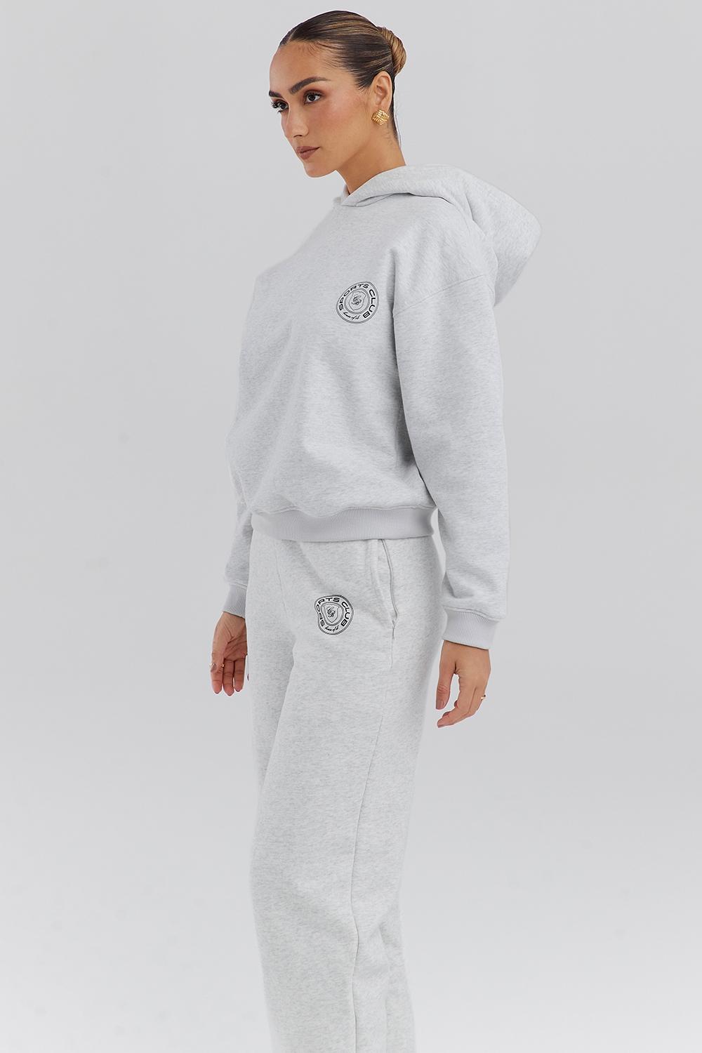 Muse  light grey marl cotton fleece-back hoodie Product Image