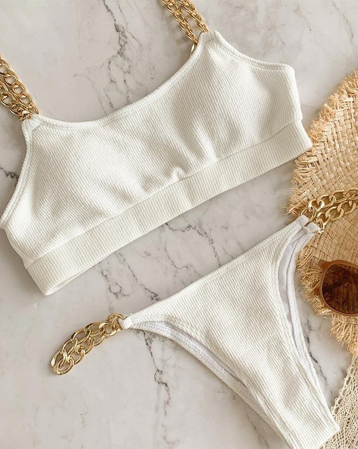 Chain Strap Triangle Two-Piece Bikini Set Product Image