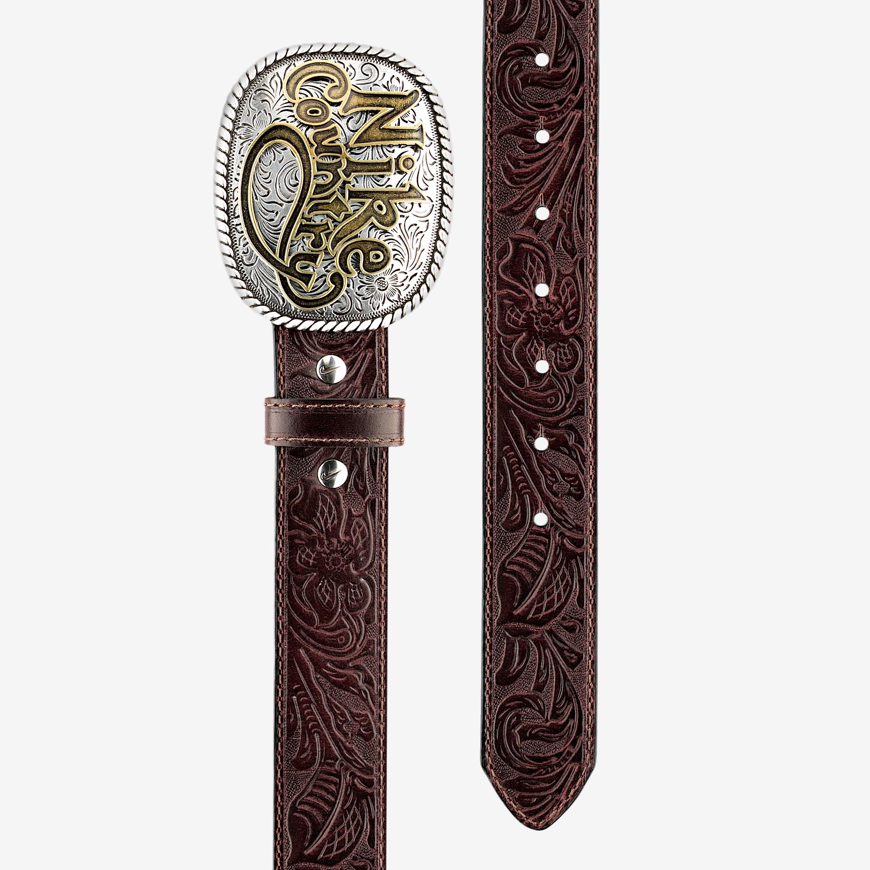 Nike Country Men's Plaque Buckle Embossed Leather Belt Product Image