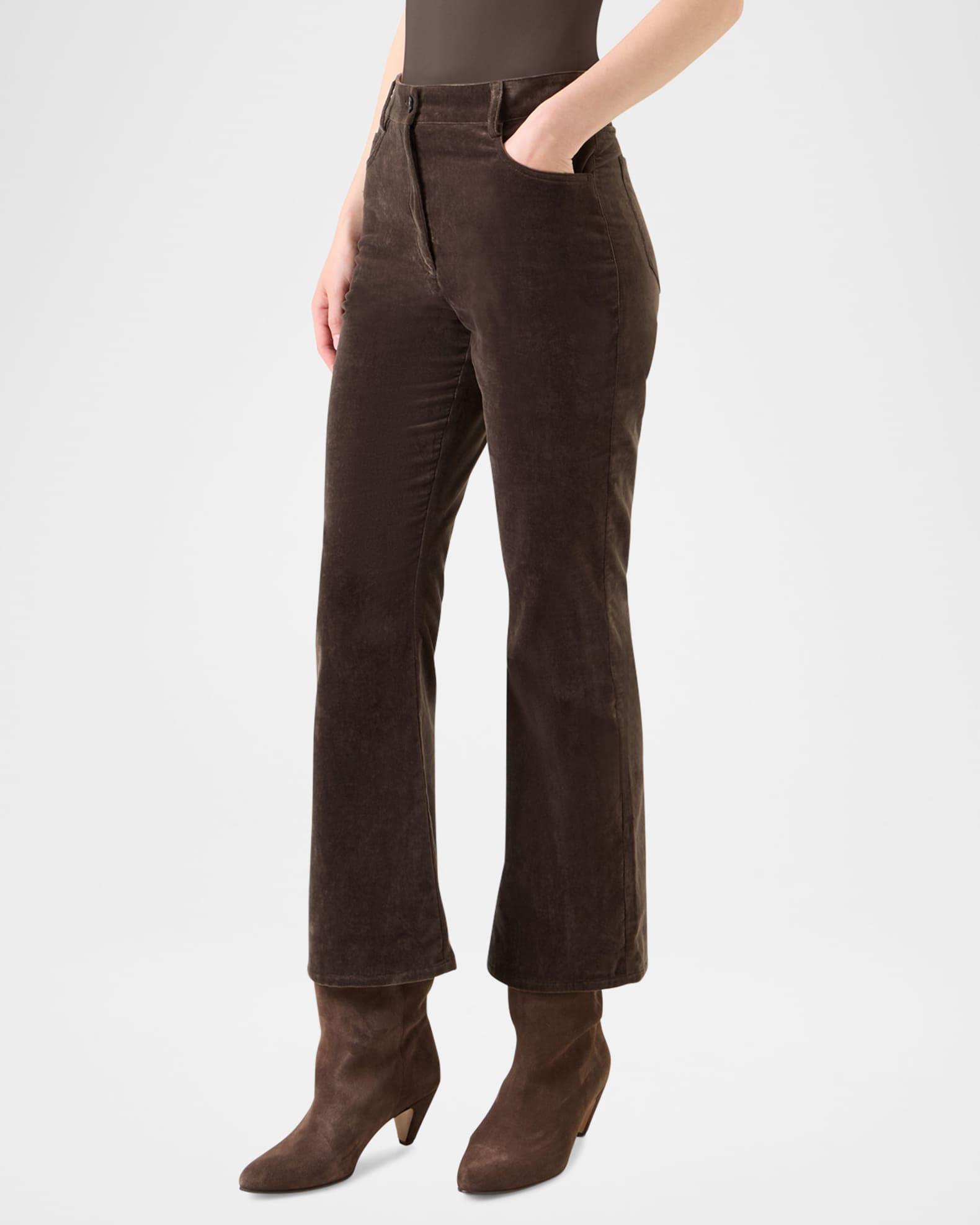Cali Cropped Stretch Velvet Bootcut Pants Product Image