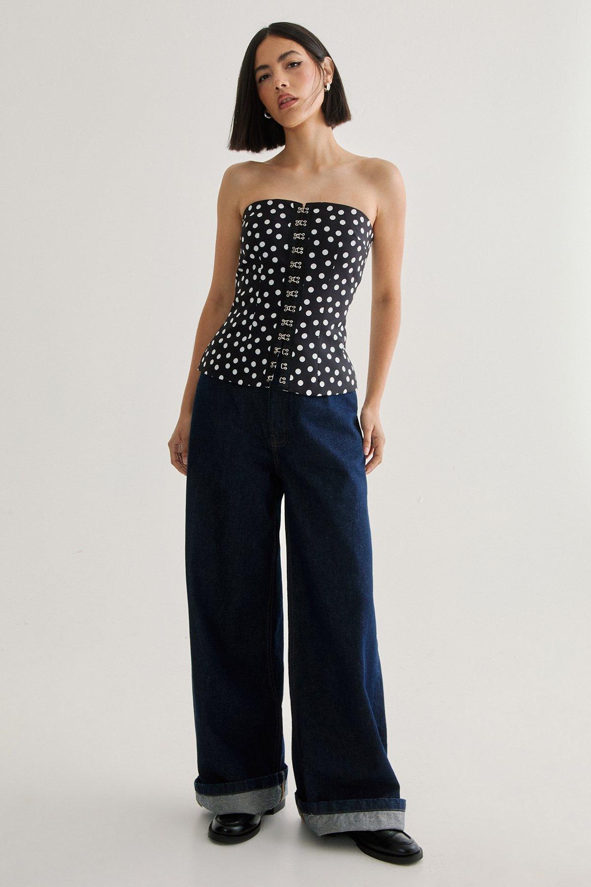 Spot Print Tailored Bustier Top Product Image
