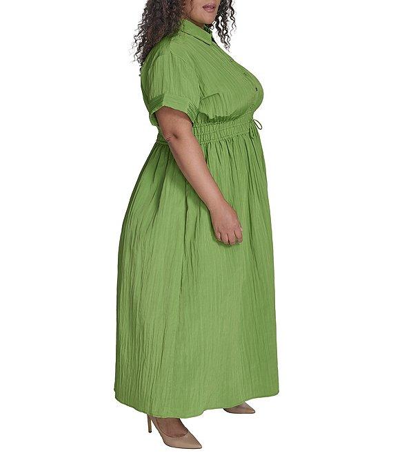 DKNY by Donna Karan Plus Size Button Down Collar Shirt Dress Product Image