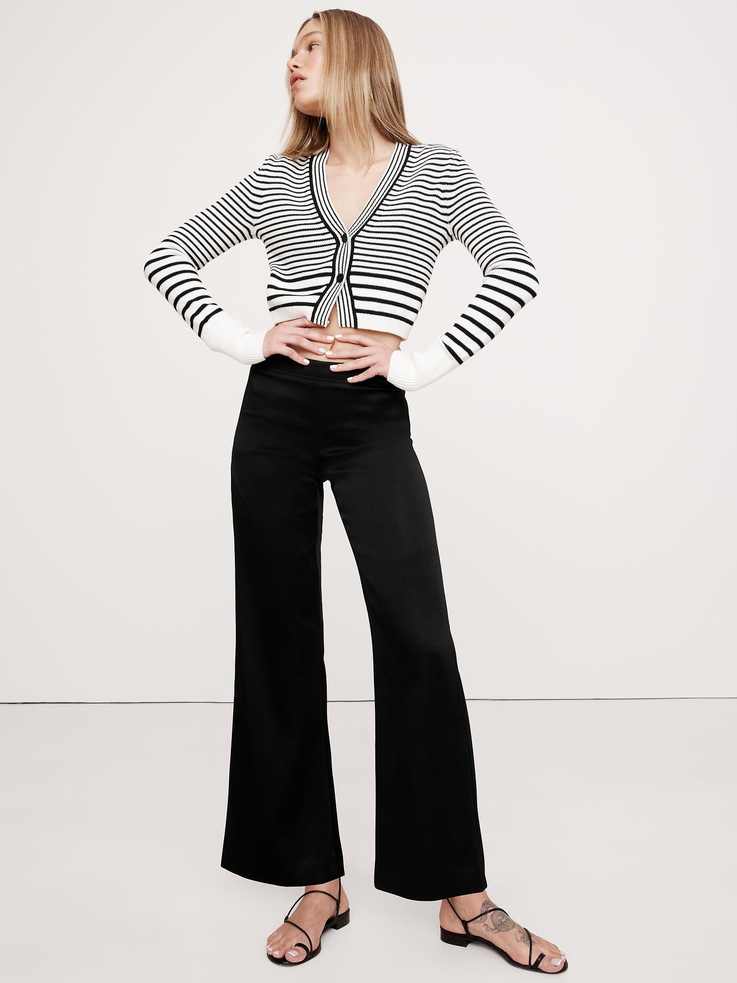 Mid-Rise Kick-Flare Satin Ankle Pant Product Image