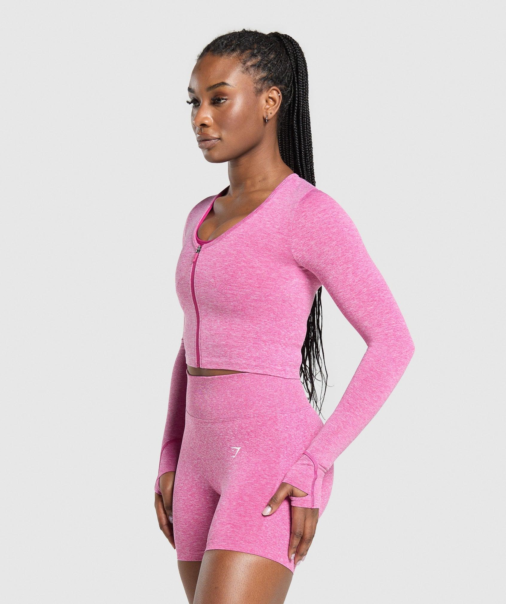 Gymshark Lift Seamless Zip Up Jacket - Winning Pink/White Marl Female Product Image