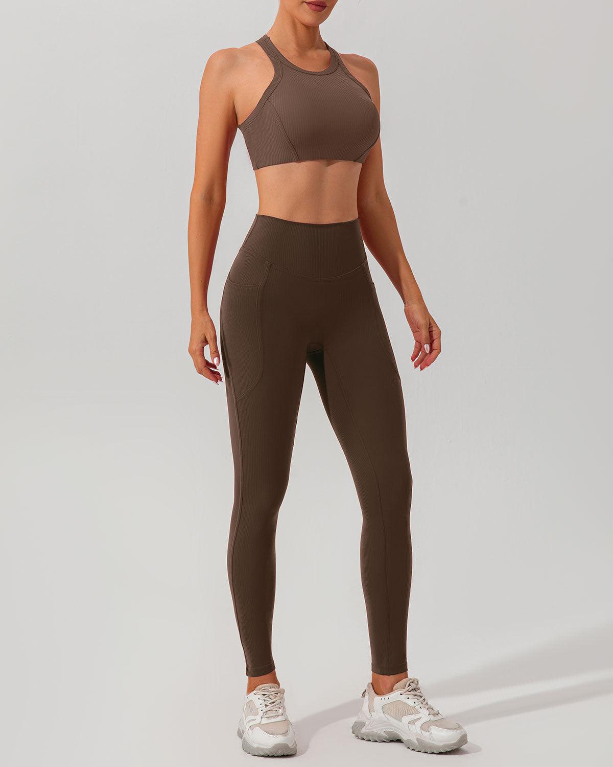 Brown Quick-drying High Waisted Yoga Leggings Product Image