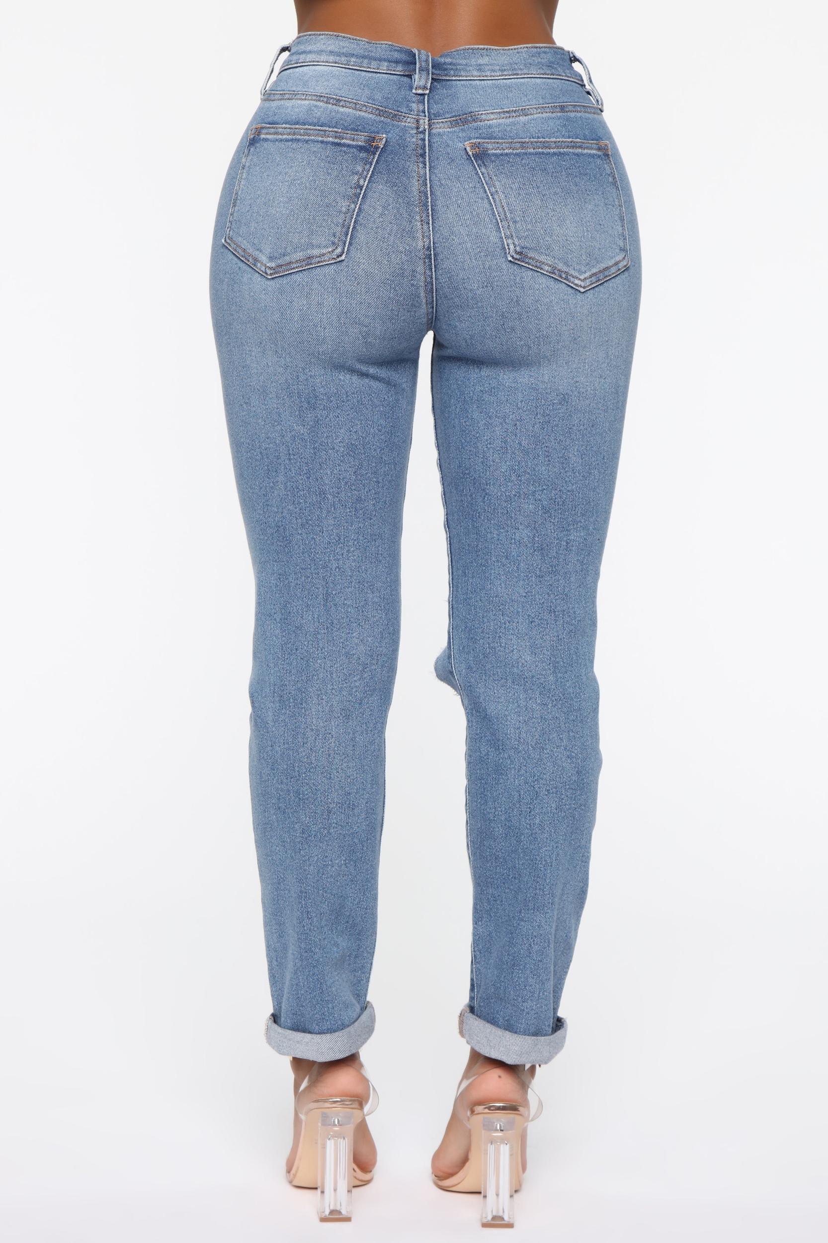 Need A New High Rise Mom Jeans - Medium Blue Wash Product Image
