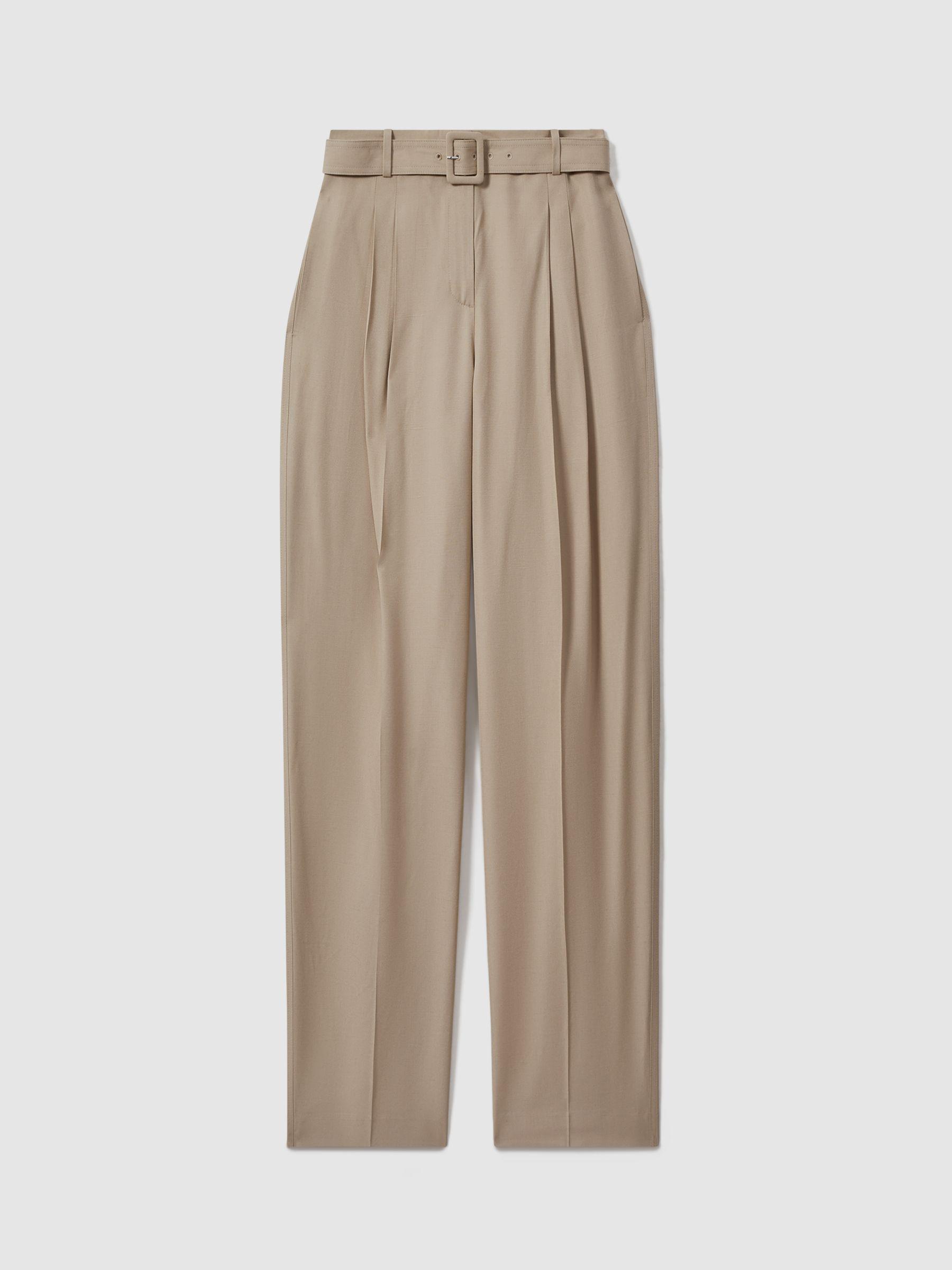 Atelier Belted Wide Leg Trousers in Neutral Product Image