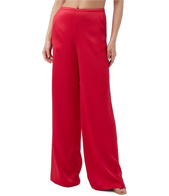 Trina Turk Tavia Satin Mid Rise Side Leg Pants Product Image