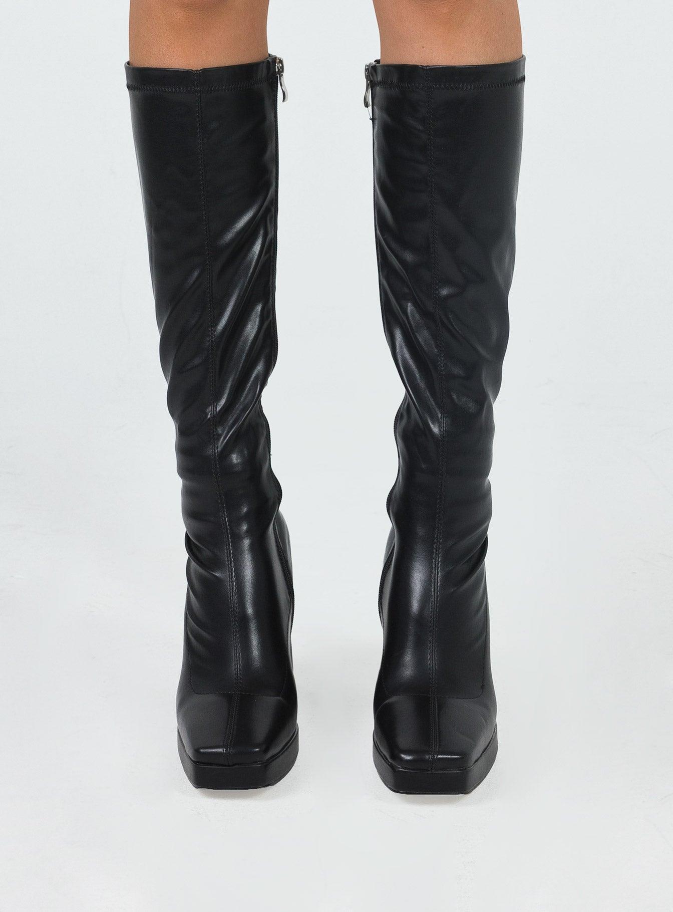Zayas Knee High Boots Black Product Image