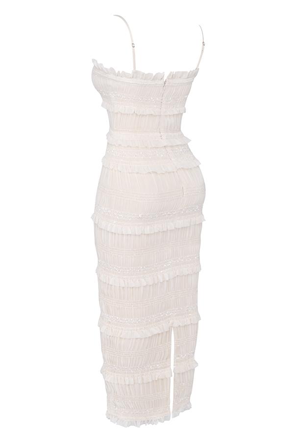 Solana  ivory sequin pleat maxi dress Product Image