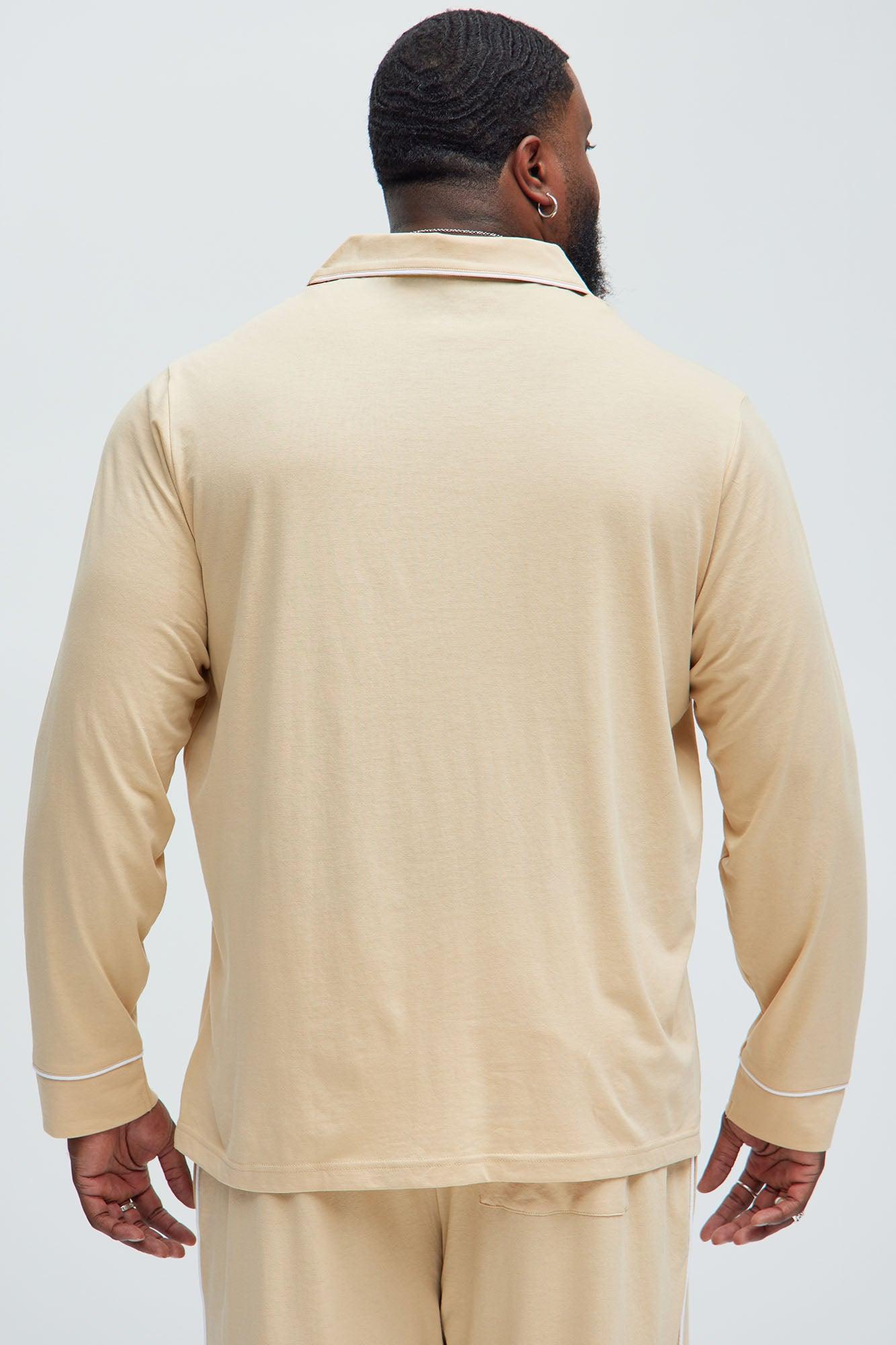Modern Relaxed Pajama Long Sleeve - Khaki Product Image