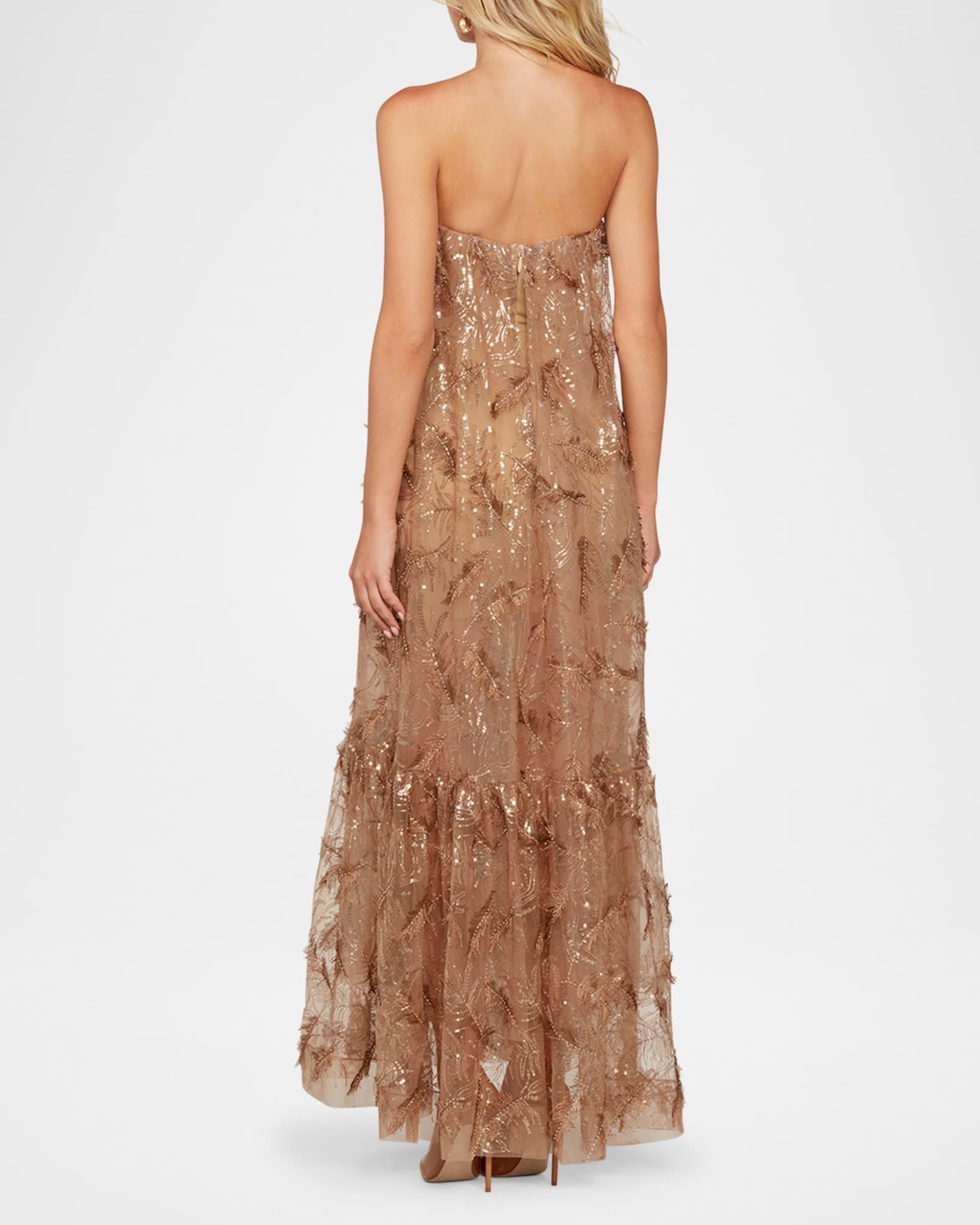 Cara Strapless Sequin Embroidered Gown Product Image