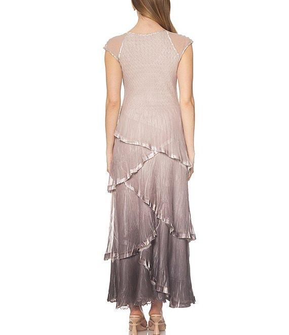 Komarov V-Neck Cap Sleeve Ombre Tired Dress Product Image