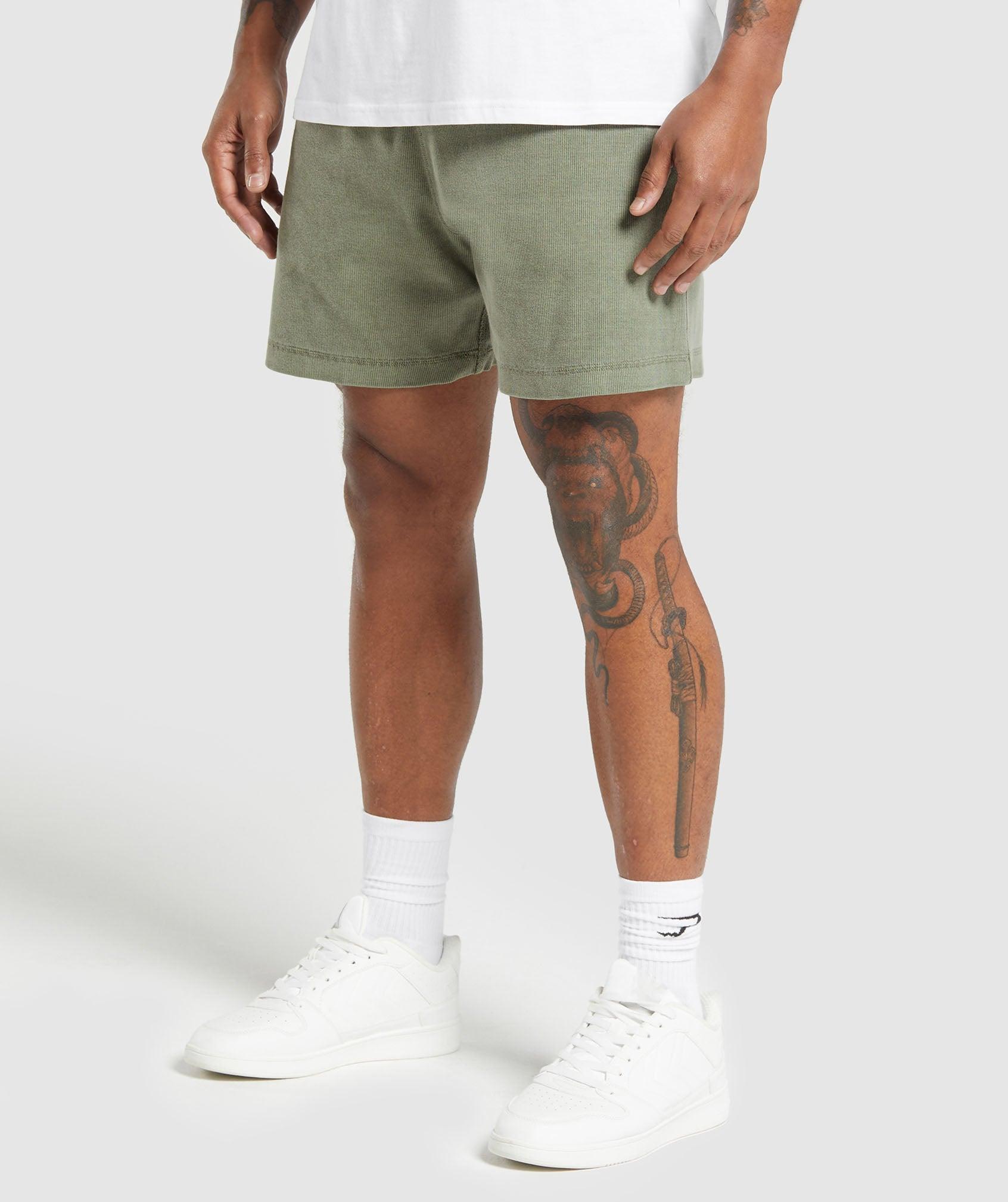 Gymshark Heavyweight Ribbed Shorts - Unit Green Male Product Image