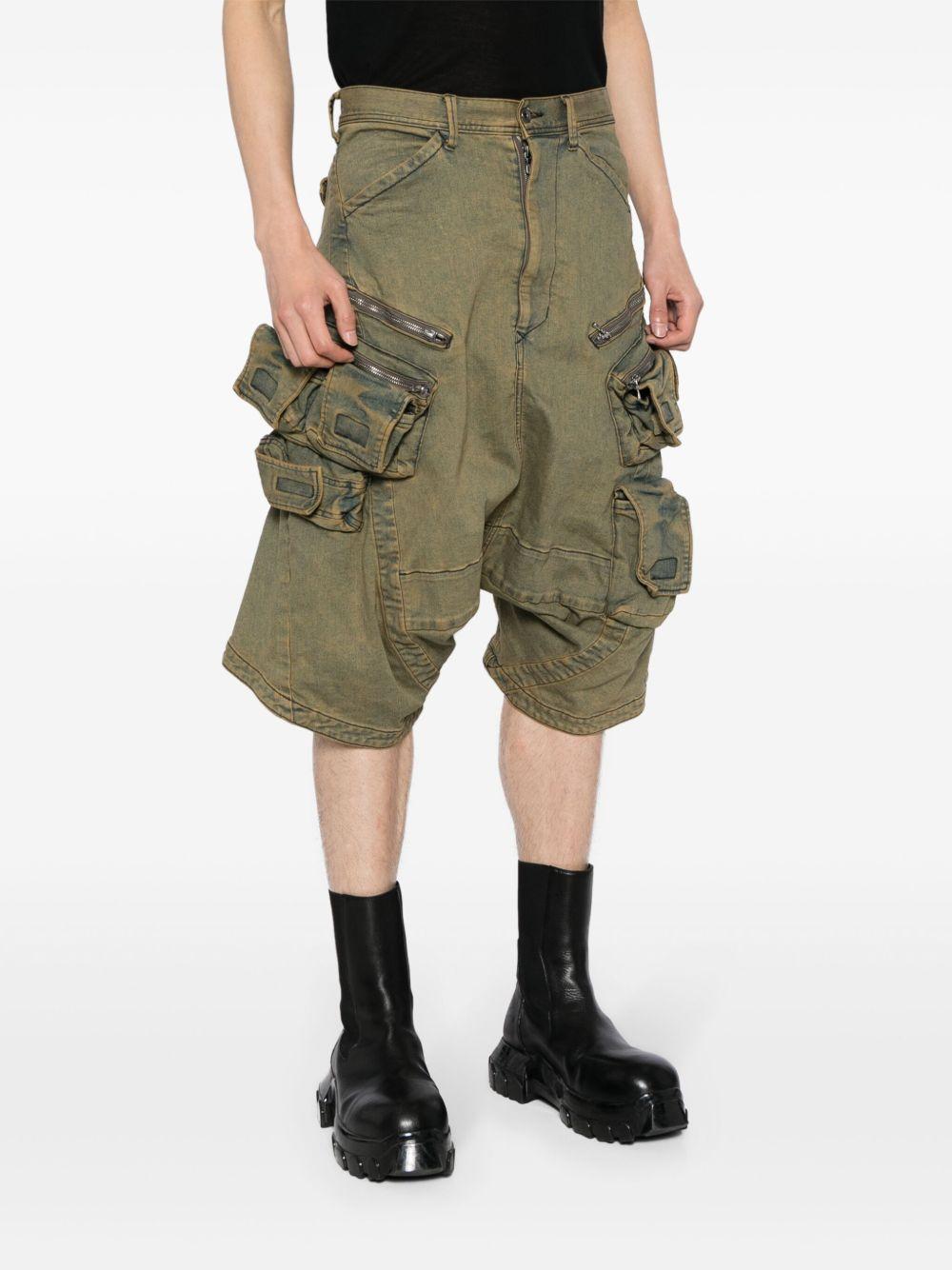 drop-crotch denim cargo shorts Product Image