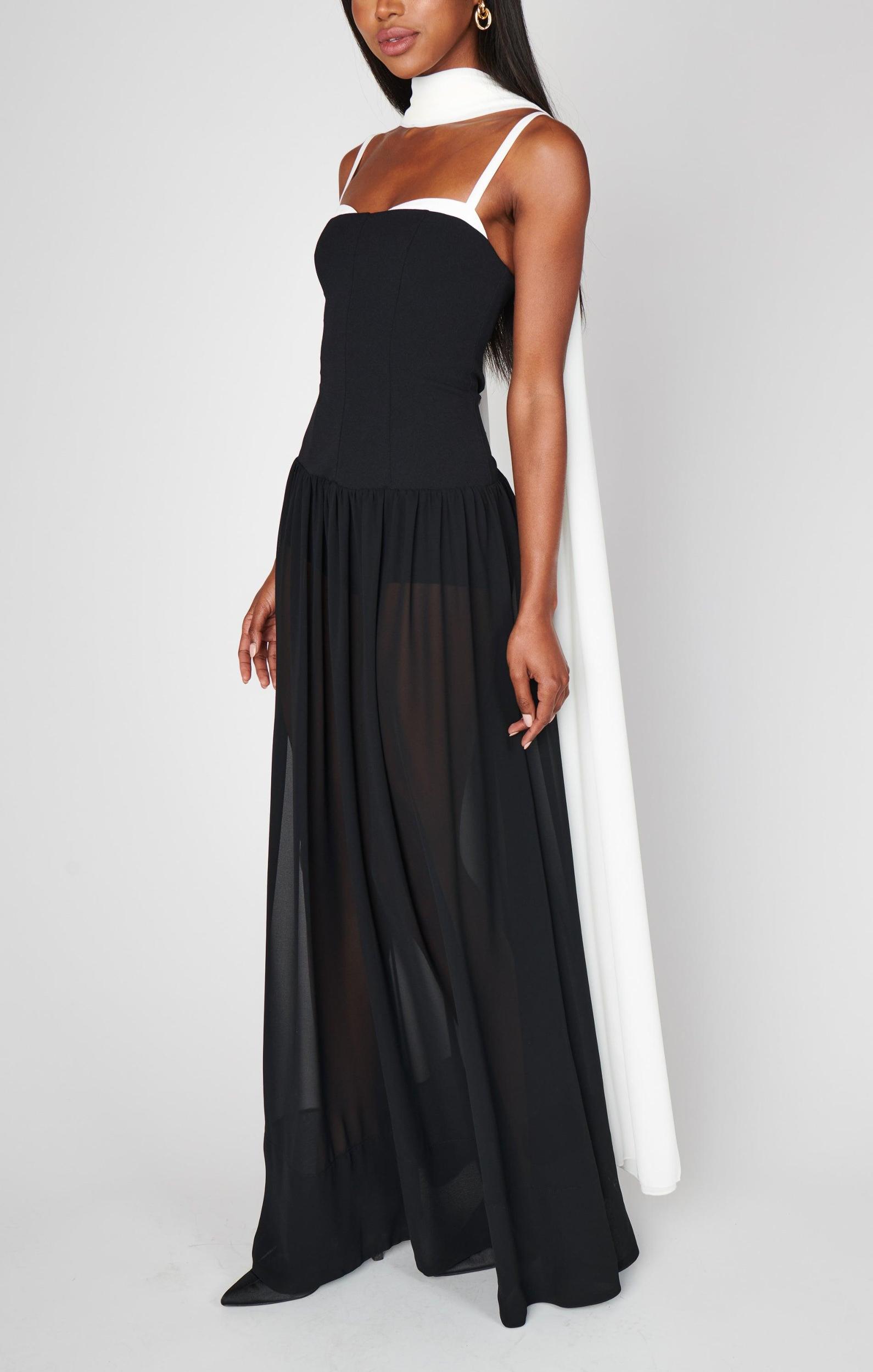 Hepburn Maxi Dress ~ Black Tie Colorblock Product Image