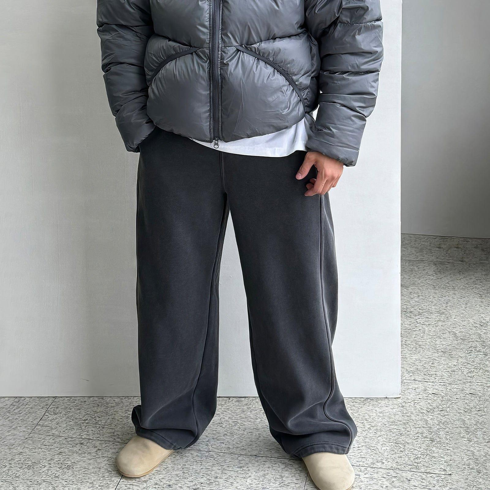 RT No. 12435 DARK GRAY ZIP LETTERED HOODIE & BAGGY SWEATPANTS Product Image