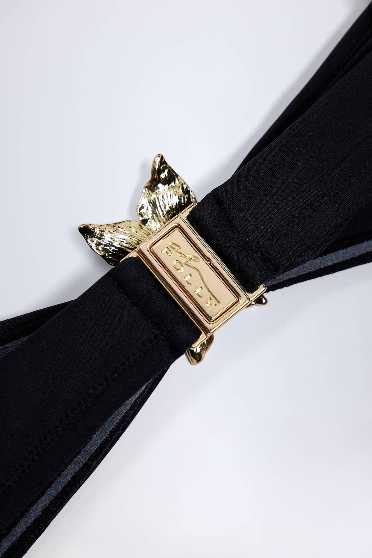 Hardware-Detail Halterneck Bikini Top in Black Product Image